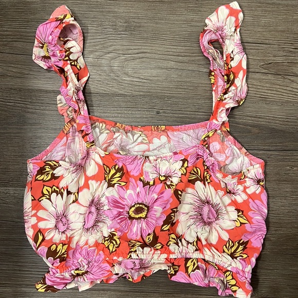 Lily Rose Floral Ruffle Boho Crop Top Junior’s Large - Picture 5 of 5